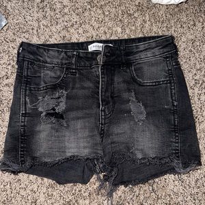 PULL AND BEAR denim black shorts
